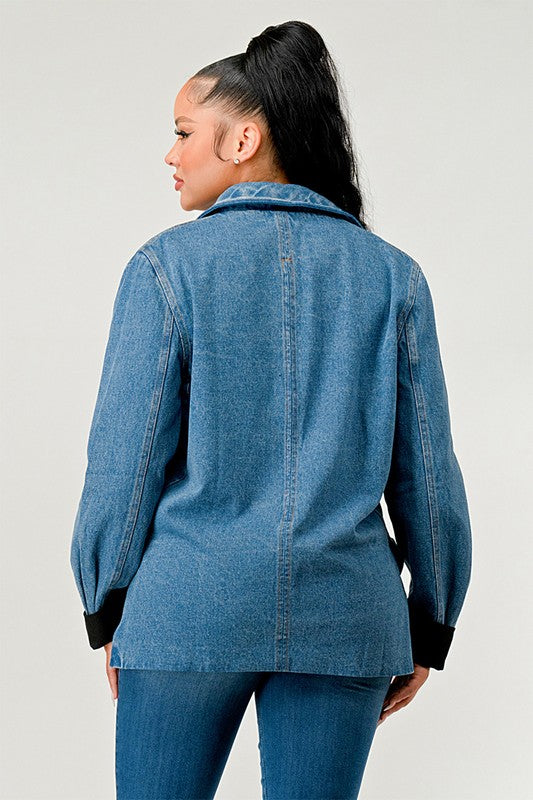 Athina Cute Denim Blazer Jacket