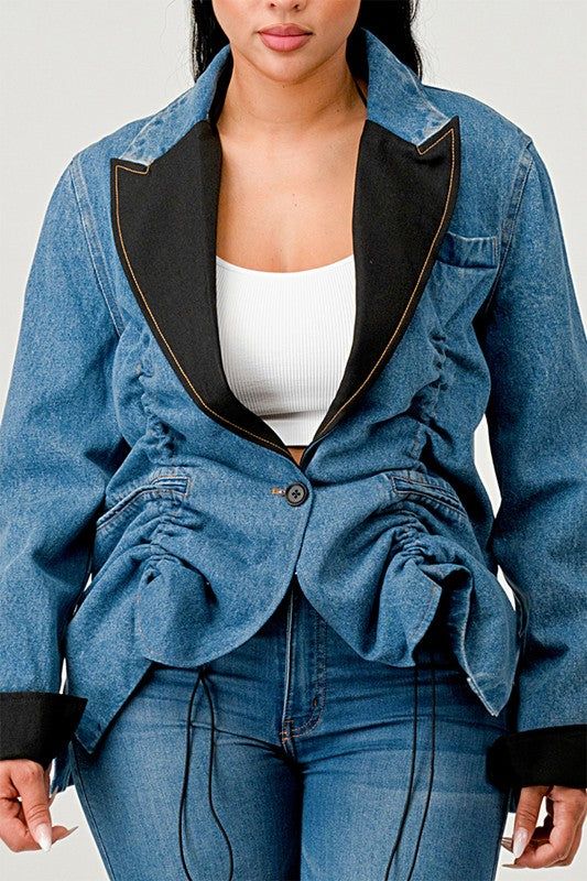 Athina Cute Denim Blazer Jacket