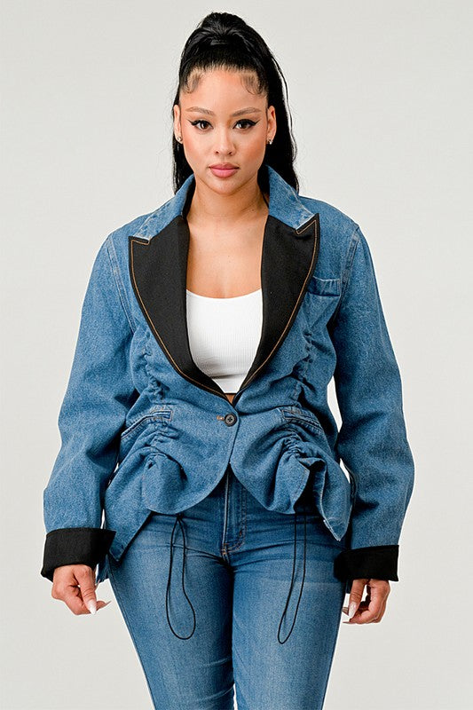 Athina Cute Denim Blazer Jacket