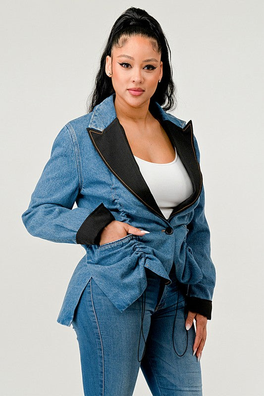 Athina Cute Denim Blazer Jacket