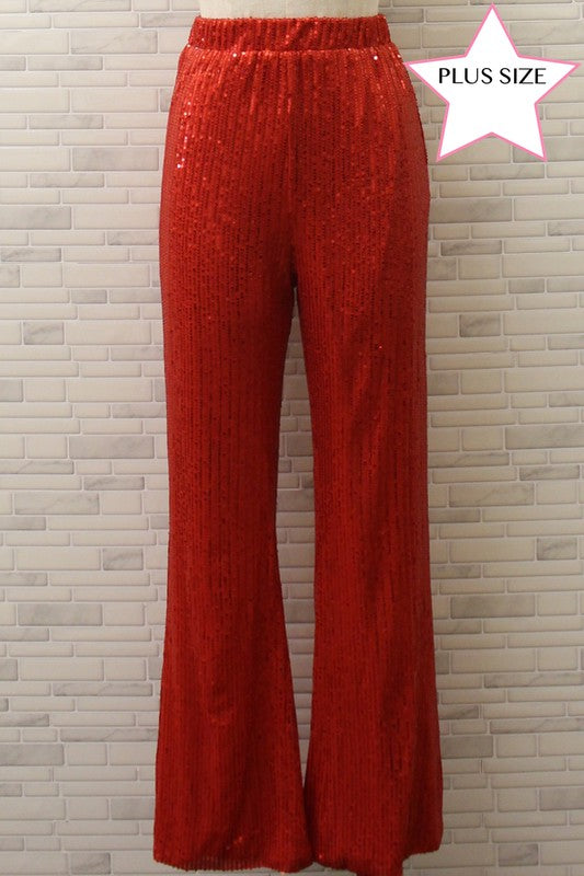 Plus Size Sequin Flare Pants