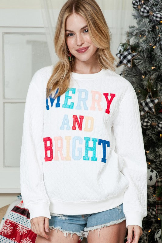 Merry Cable Knit Pullover Sweatshirt