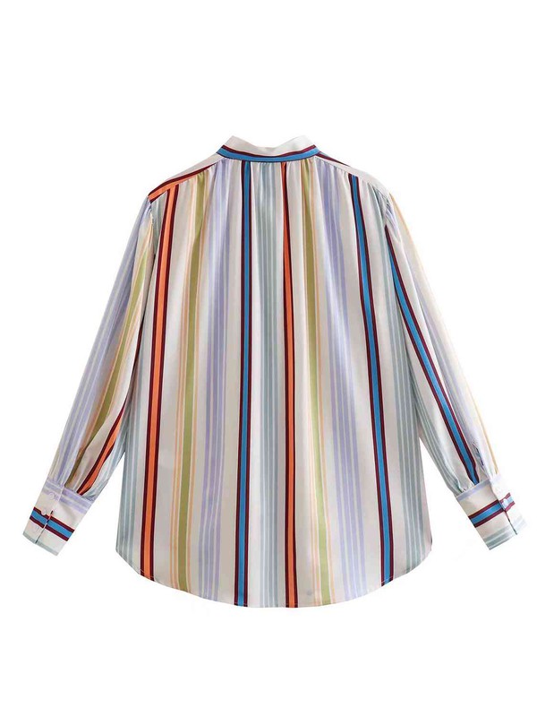 Women's Striped Lantern Sleeve Oversized Shirt