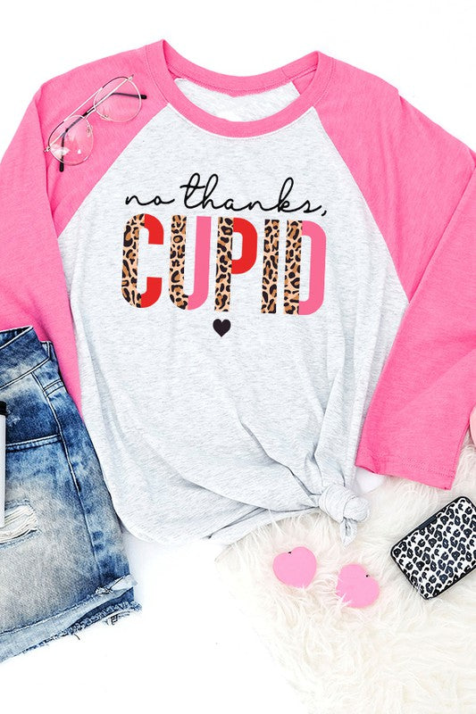 Valentine's Day Leopard No Thanks Cupid Raglan