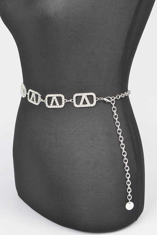 Rhinestone Logo Chain Belt