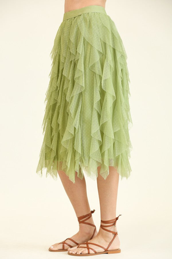 Embellished Tulle Layered Midi Skirts
