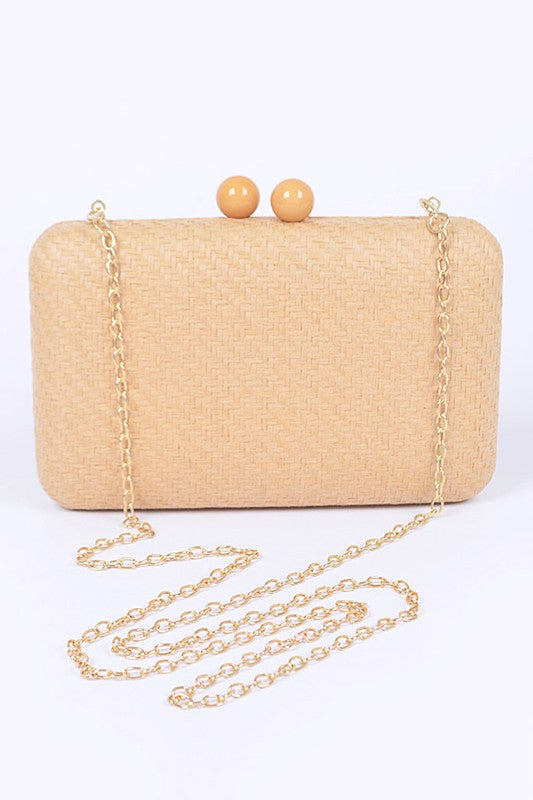 Faux Straw Iconic Box Clutch