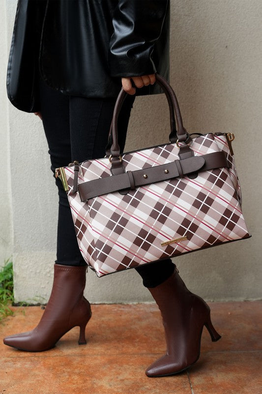 MKF Collection Vivian Plaid Satchel Bag by Mia K