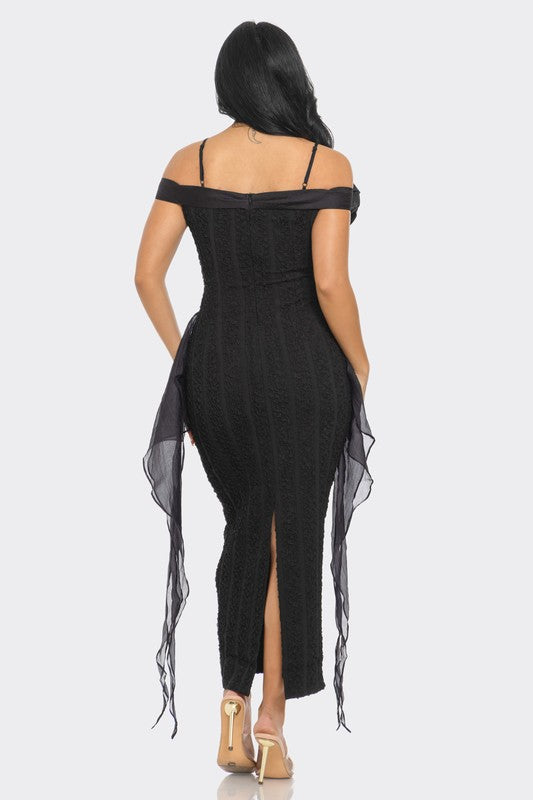 Enchanting Rose Off-Shoulder Bodycon Dress