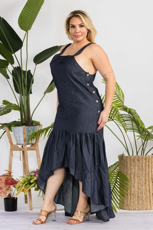 Women's Summer Denim Hi-lo Sleeveless Dress