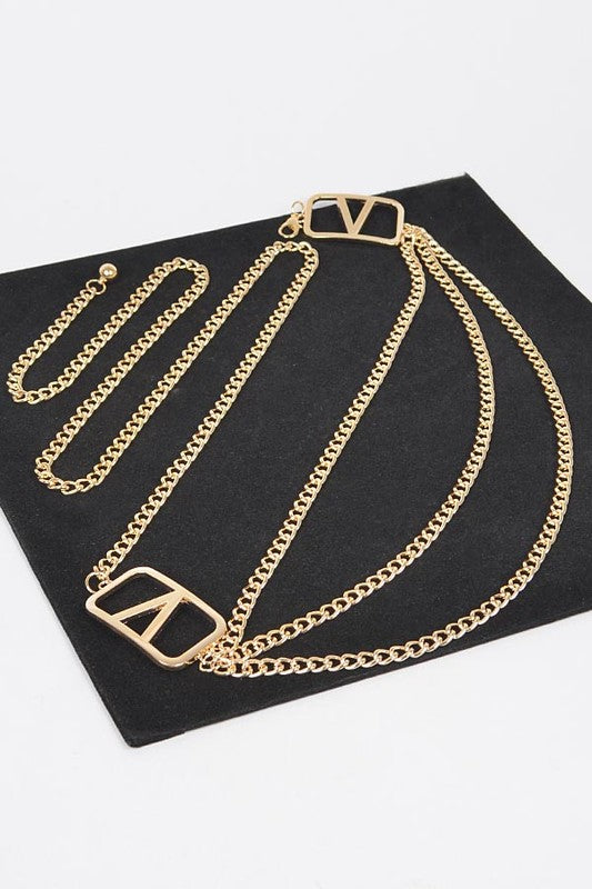 Plus Size Iconic Logo Layered Chain Belt