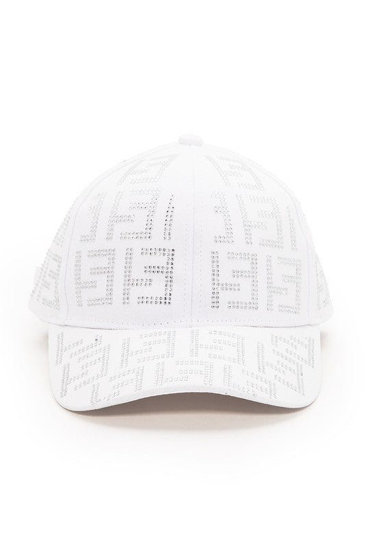 Greek Key Studded Logo Baseball Cap