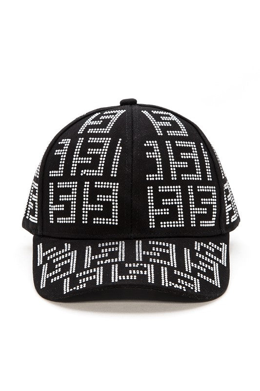 Greek Key Studded Logo Baseball Cap