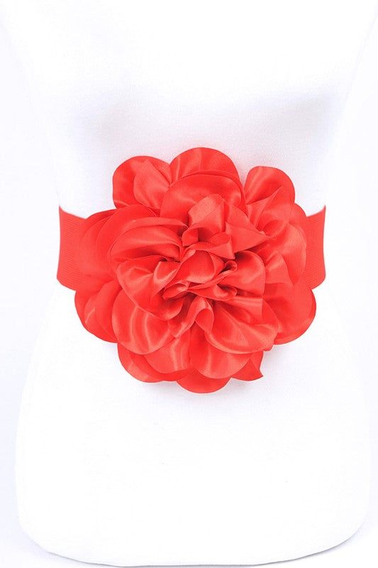 Oversize Satin Flower Elastic Belt