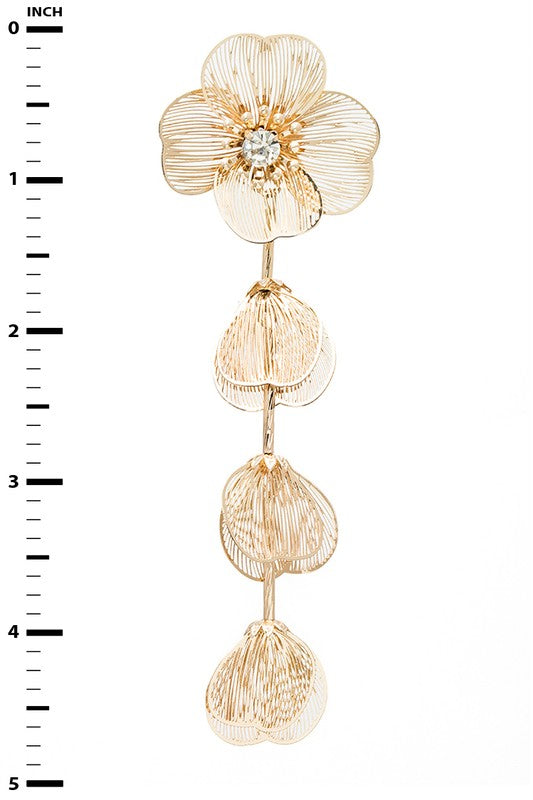 Filigree Flower Long Drop Earrings