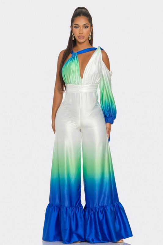 Ocean Satin Ombre Jumpsuit