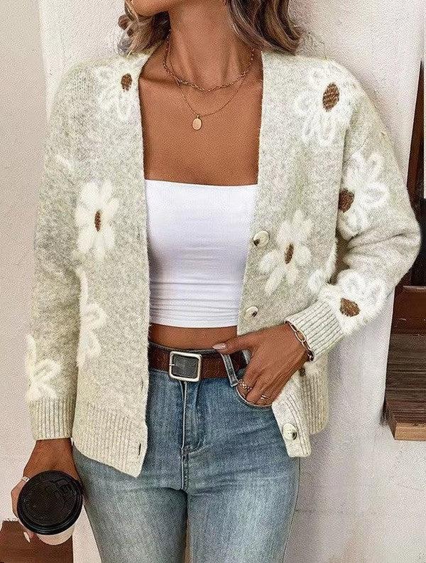 Women's Floral Button Front Cardigan