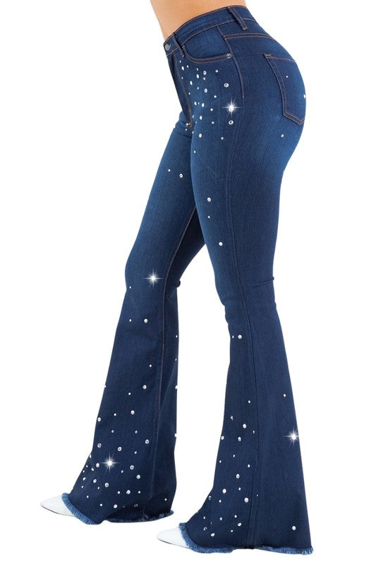 Vegas Glam Bell Bottom Jean in Dark Wash