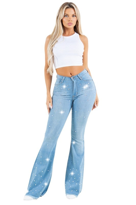 Vegas Glam Bell Bottom Jean in Light Wash