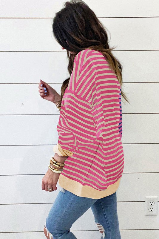 Colorblock Drop Shoulder Oversize Sweatshirt