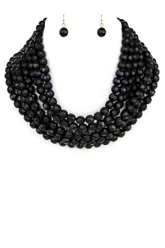 Layer Beads Collar Necklace Set