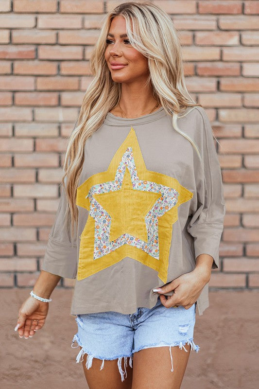 Women Starbust Exposed Seam Mineral Wash Top