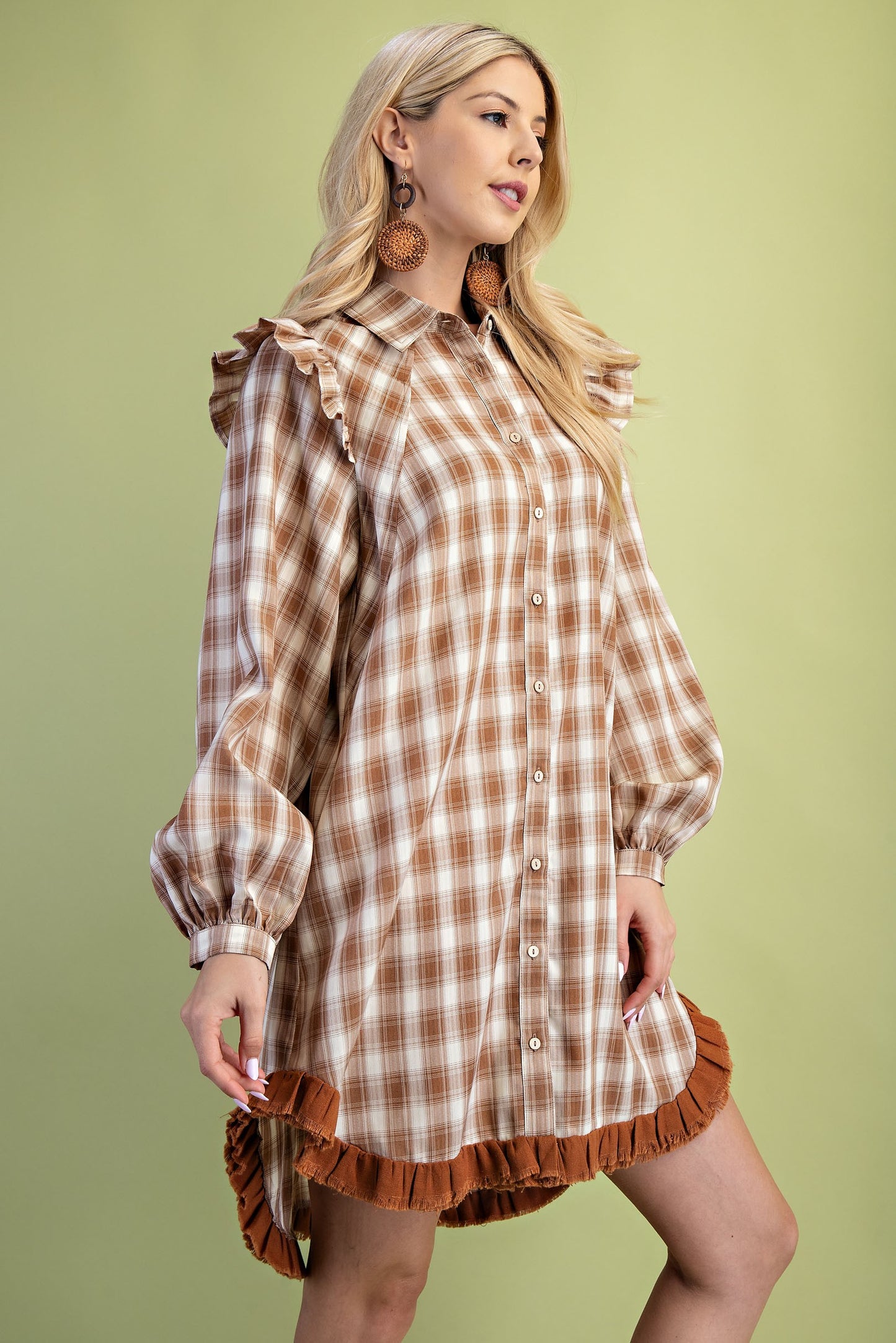 Plaid Mini Shirt Dress