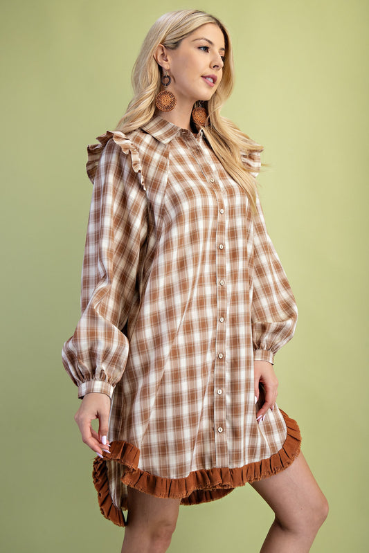 Plaid Mini Shirt Dress