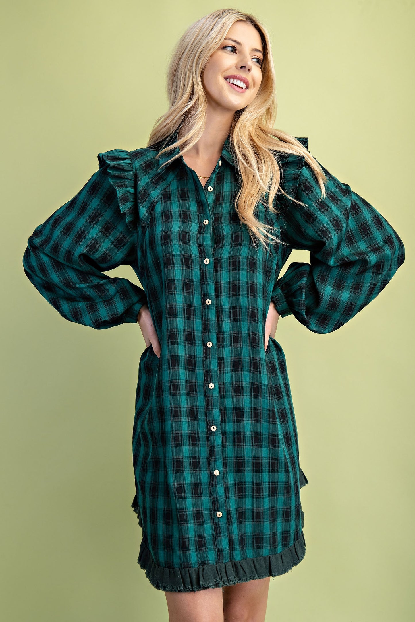 Plaid Mini Shirt Dress