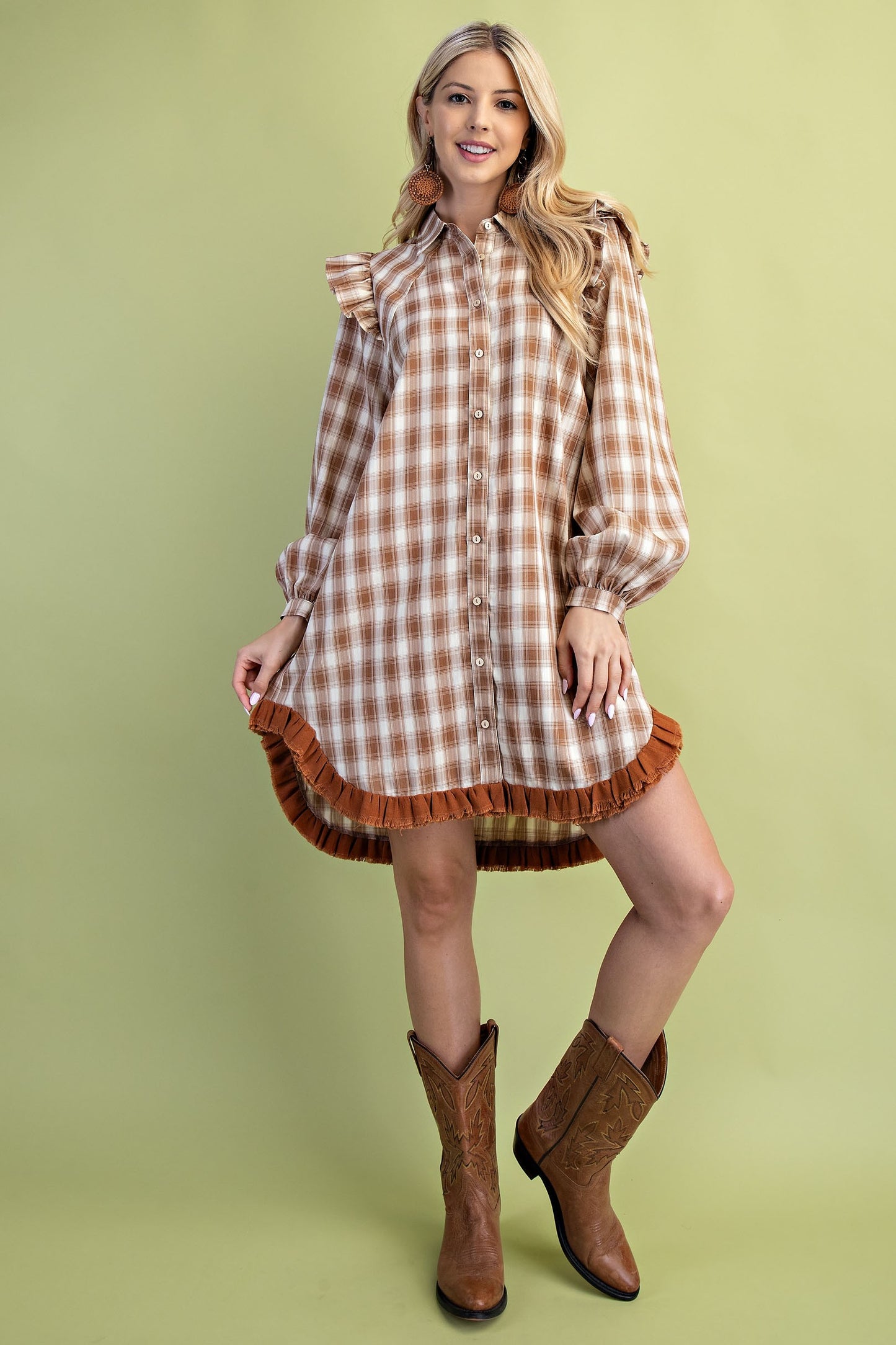 Plaid Mini Shirt Dress