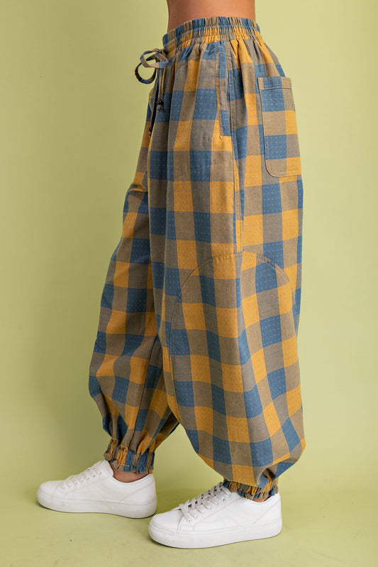 Checkered Print Balloon Style Pants