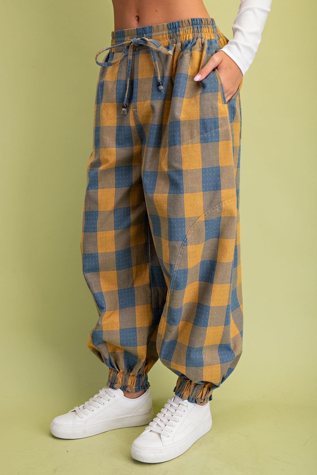 Checkered Print Balloon Style Pants