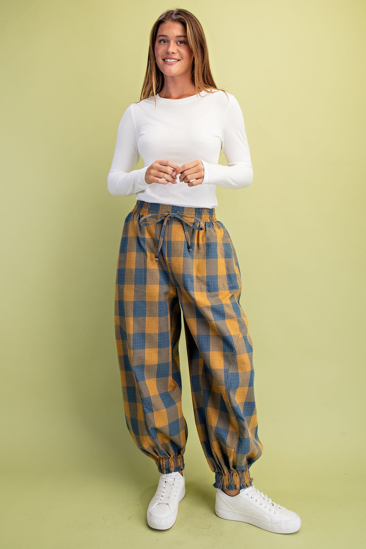 Checkered Print Balloon Style Pants