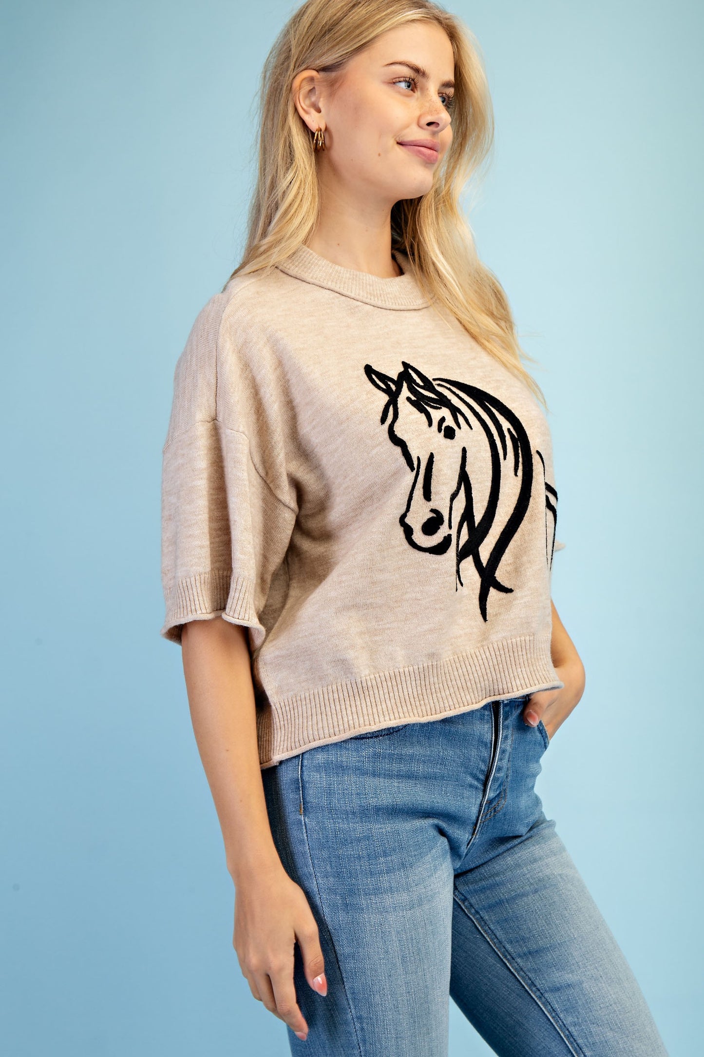 Women's Western Horse Motif Sweater