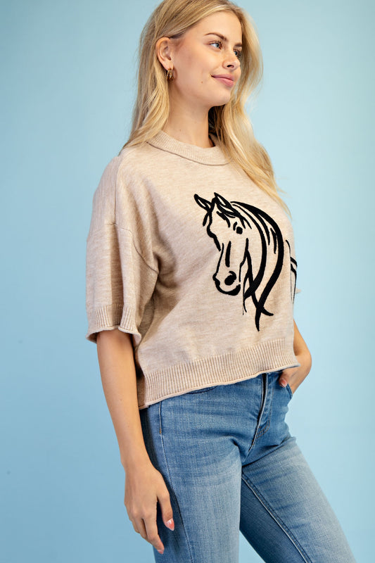 Women's Western Horse Motif Sweater