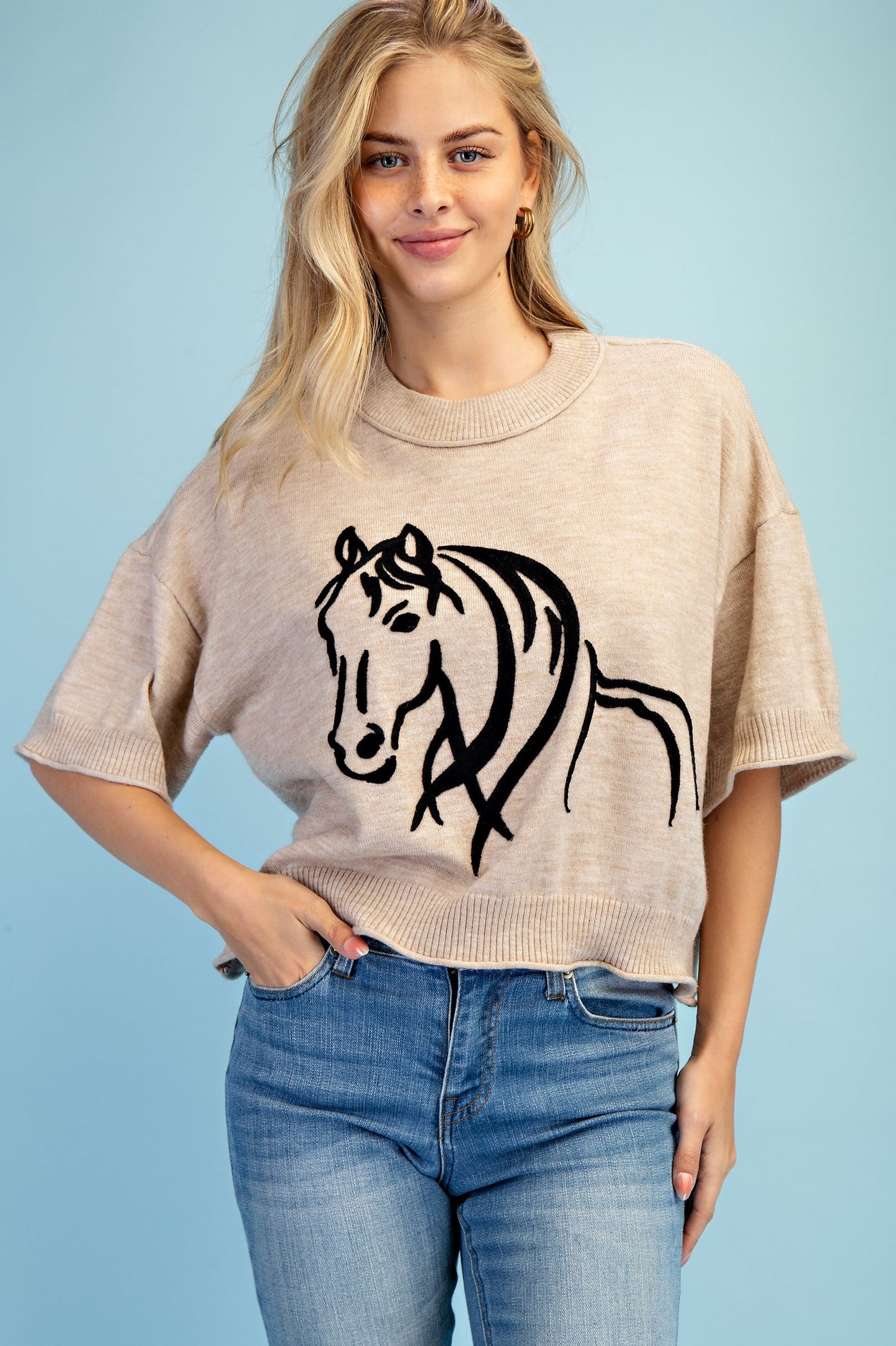 Women's Western Horse Motif Sweater