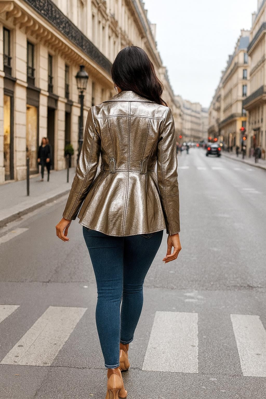 Women's Peplum-hem Biker Jacket