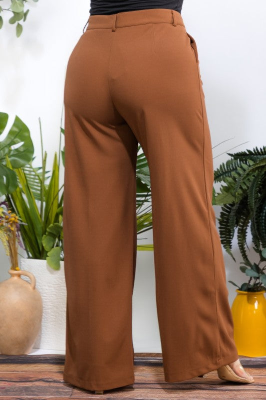 Plus Size Solid Wide Leg Formal Pants