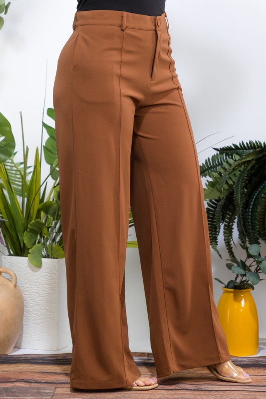 Plus Size Solid Wide Leg Formal Pants