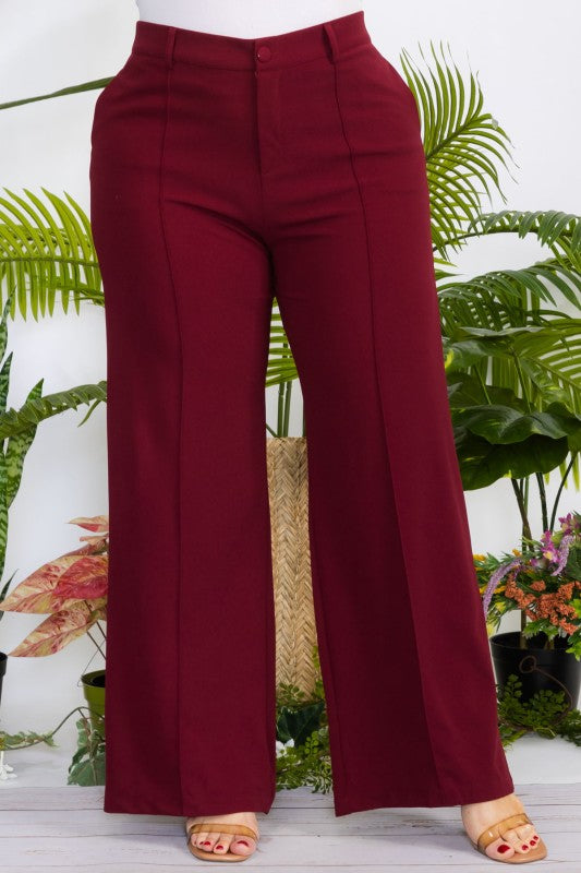 Plus Size Solid Wide Leg Formal Pants