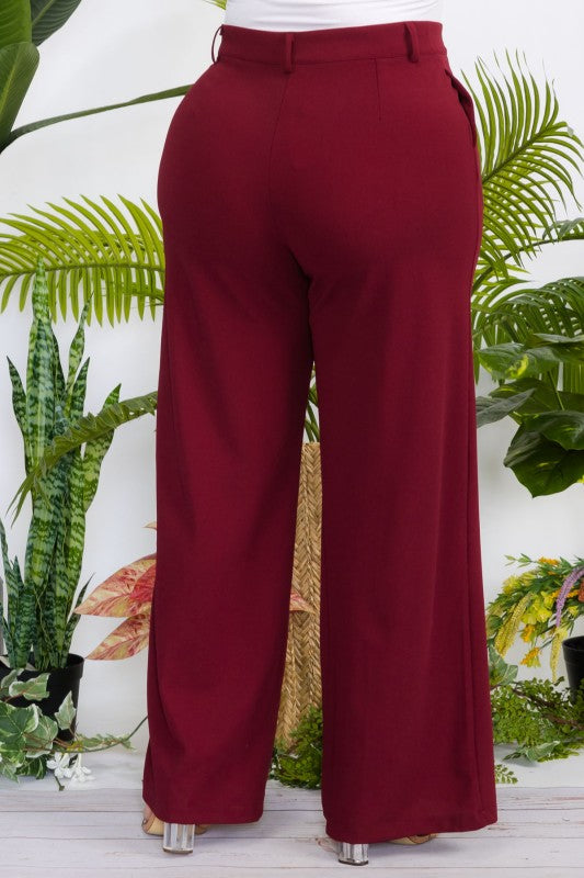 Plus Size Solid Wide Leg Formal Pants