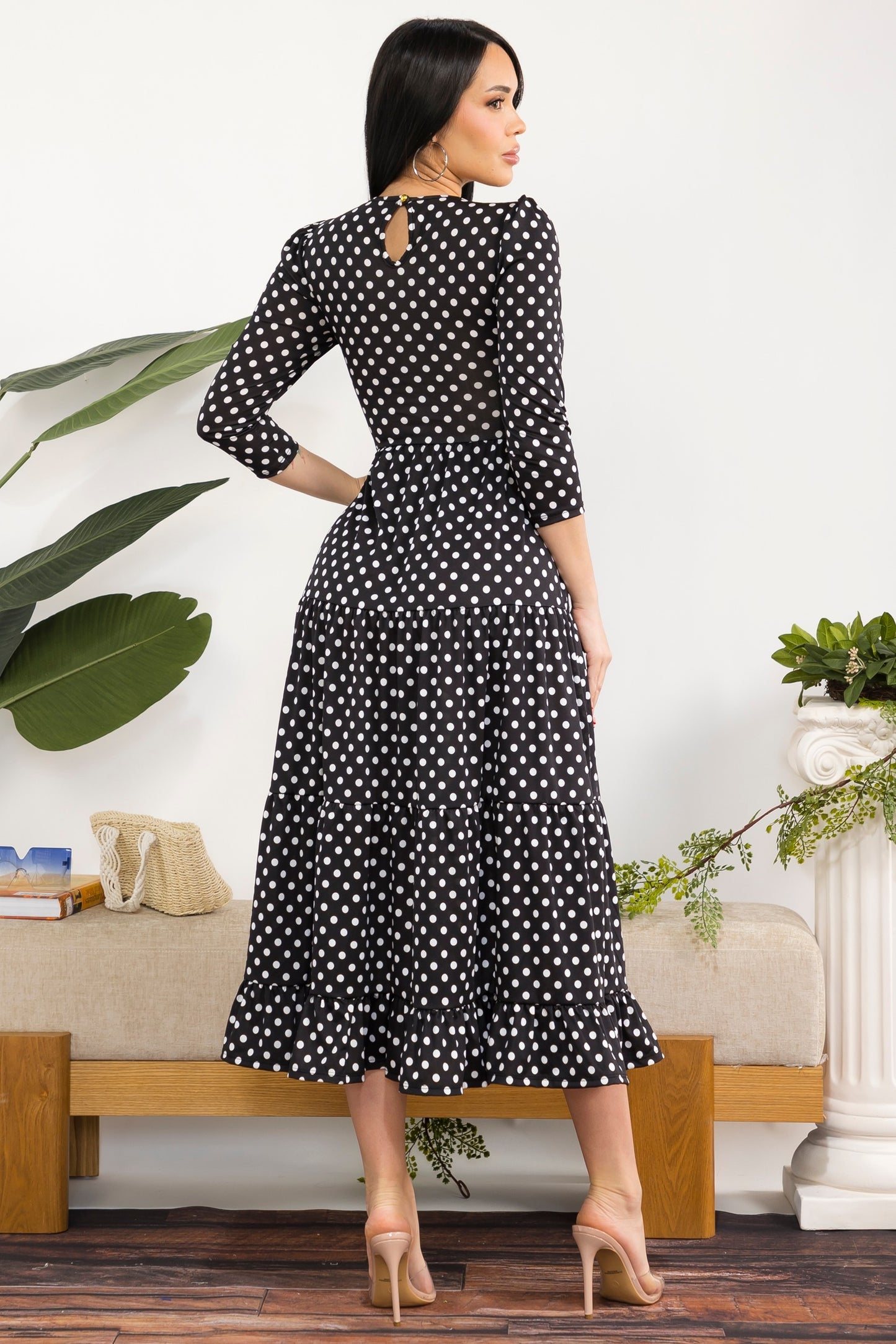 Plus Size Printed Women's Tiered Midi Dress