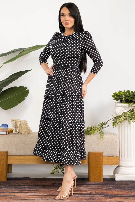 Plus Size Printed Women's Tiered Midi Dress