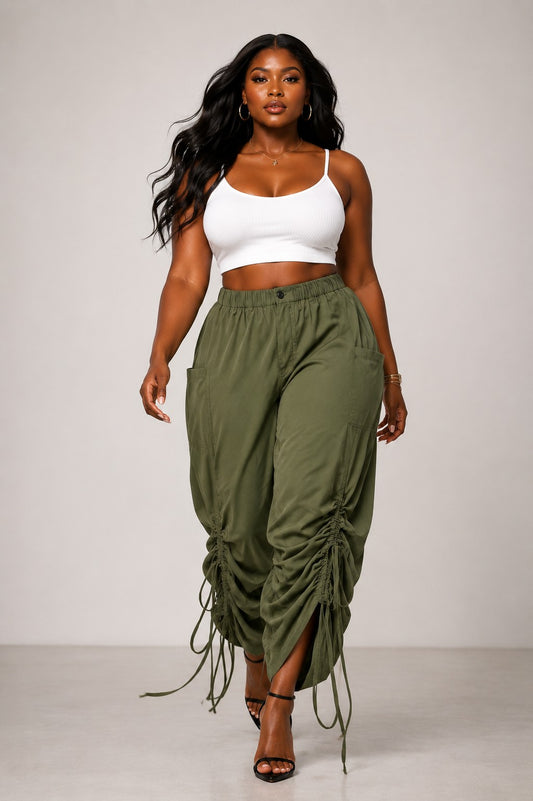 Loose Fit Palazzo Drawstring Pants