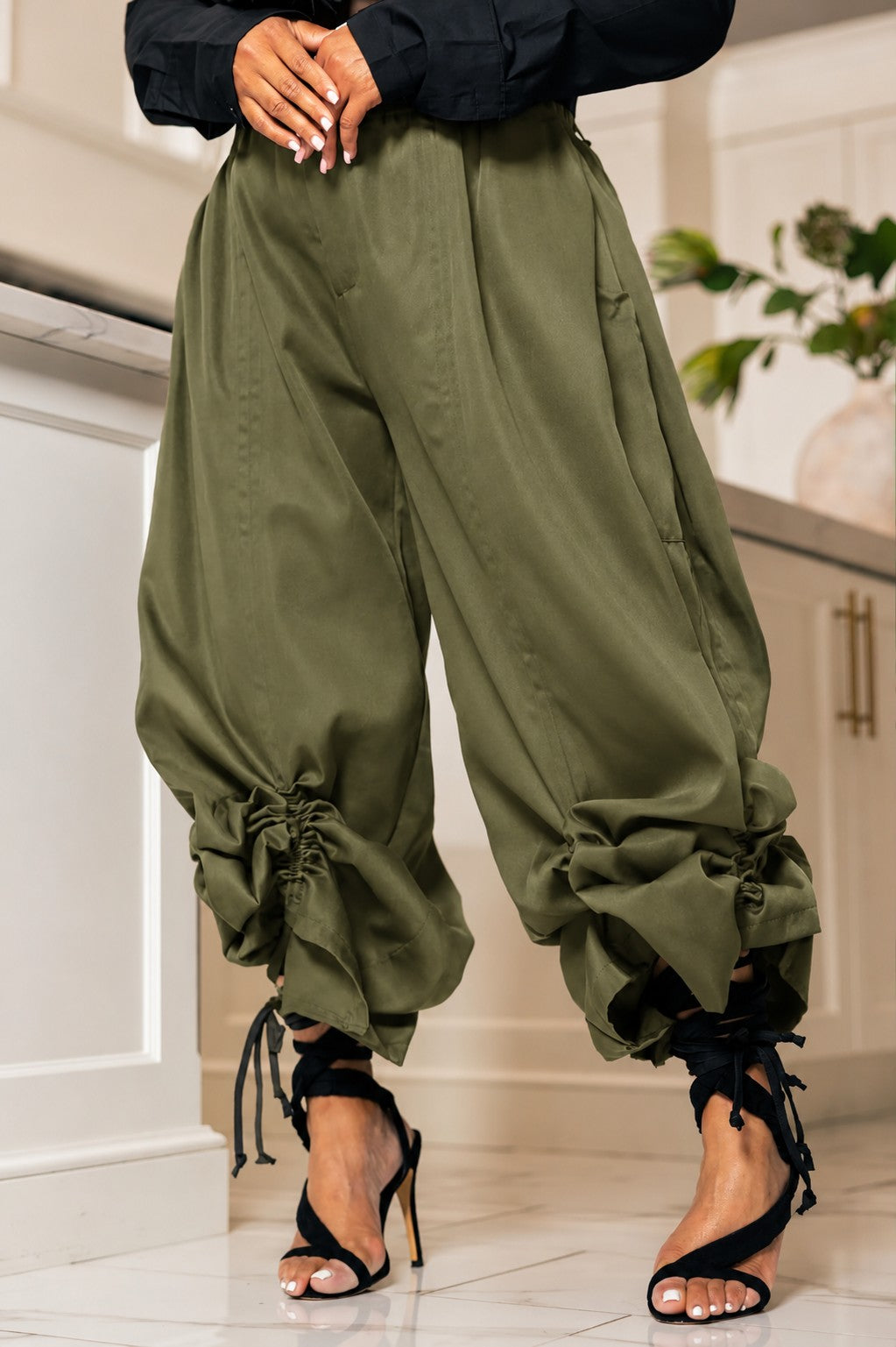 Loose Fit Palazzo Drawstring Pants