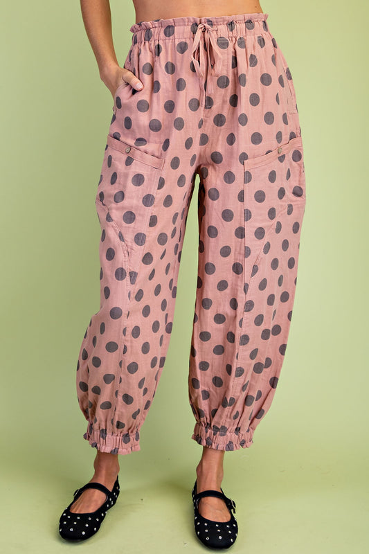 Gigio Polka-dot Gathered Ankle Parachute Pants