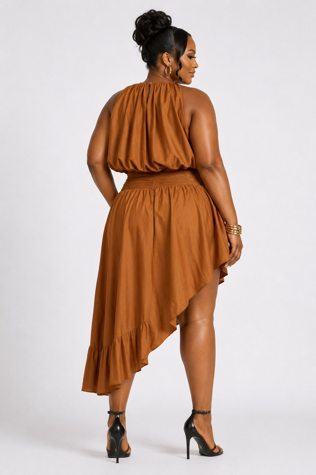 Plus Size Bubble Top and Asymmetrical High-low Bubble Skirt Set