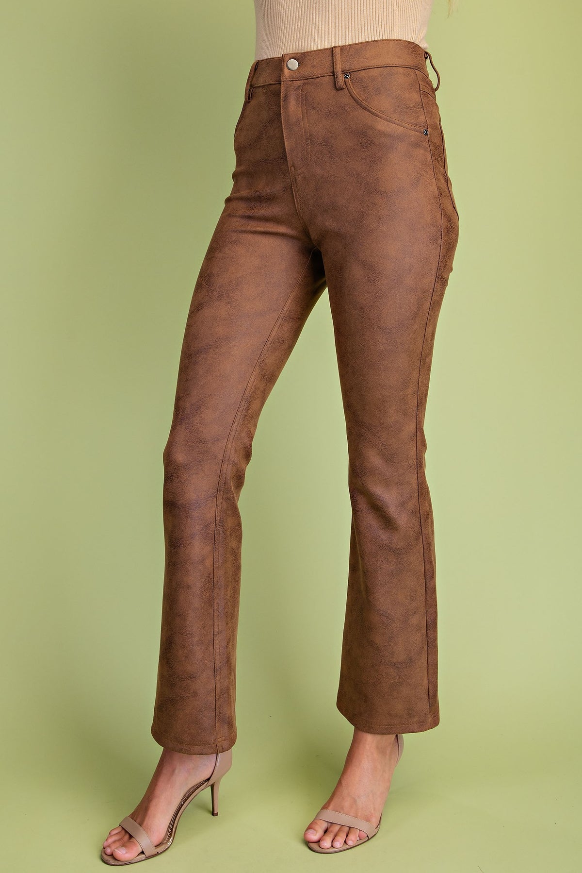 Faux Suede Bootcut Cropped Pants