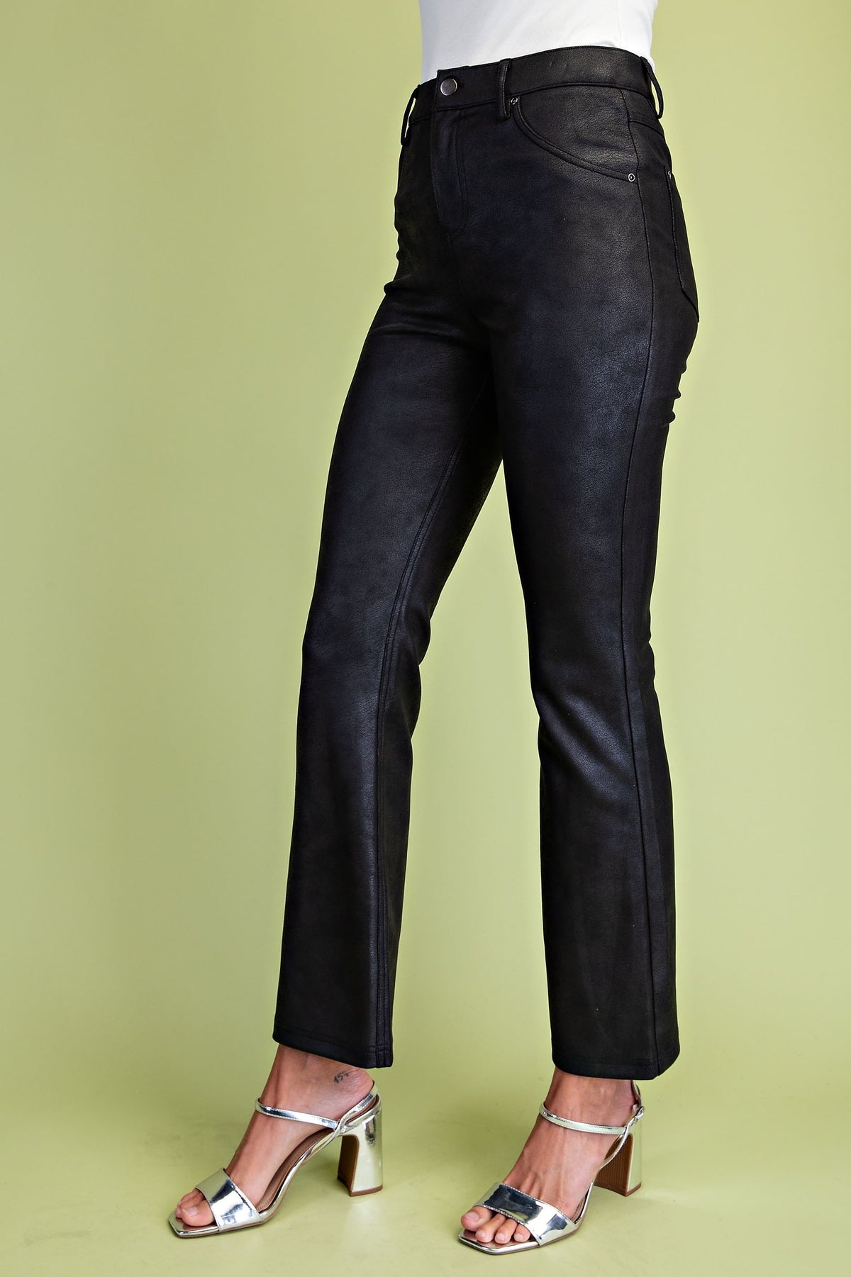 Faux Suede Bootcut Cropped Pants