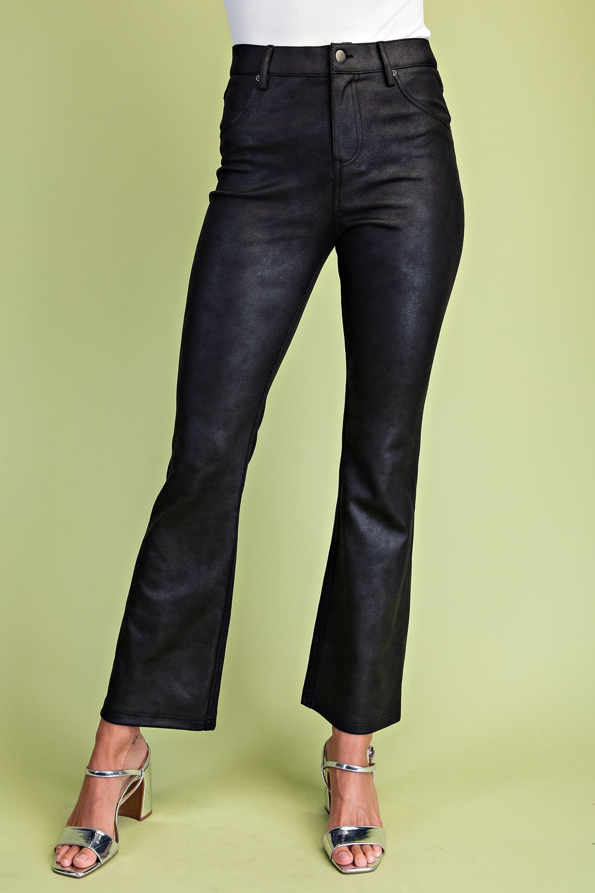 Faux Suede Bootcut Cropped Pants